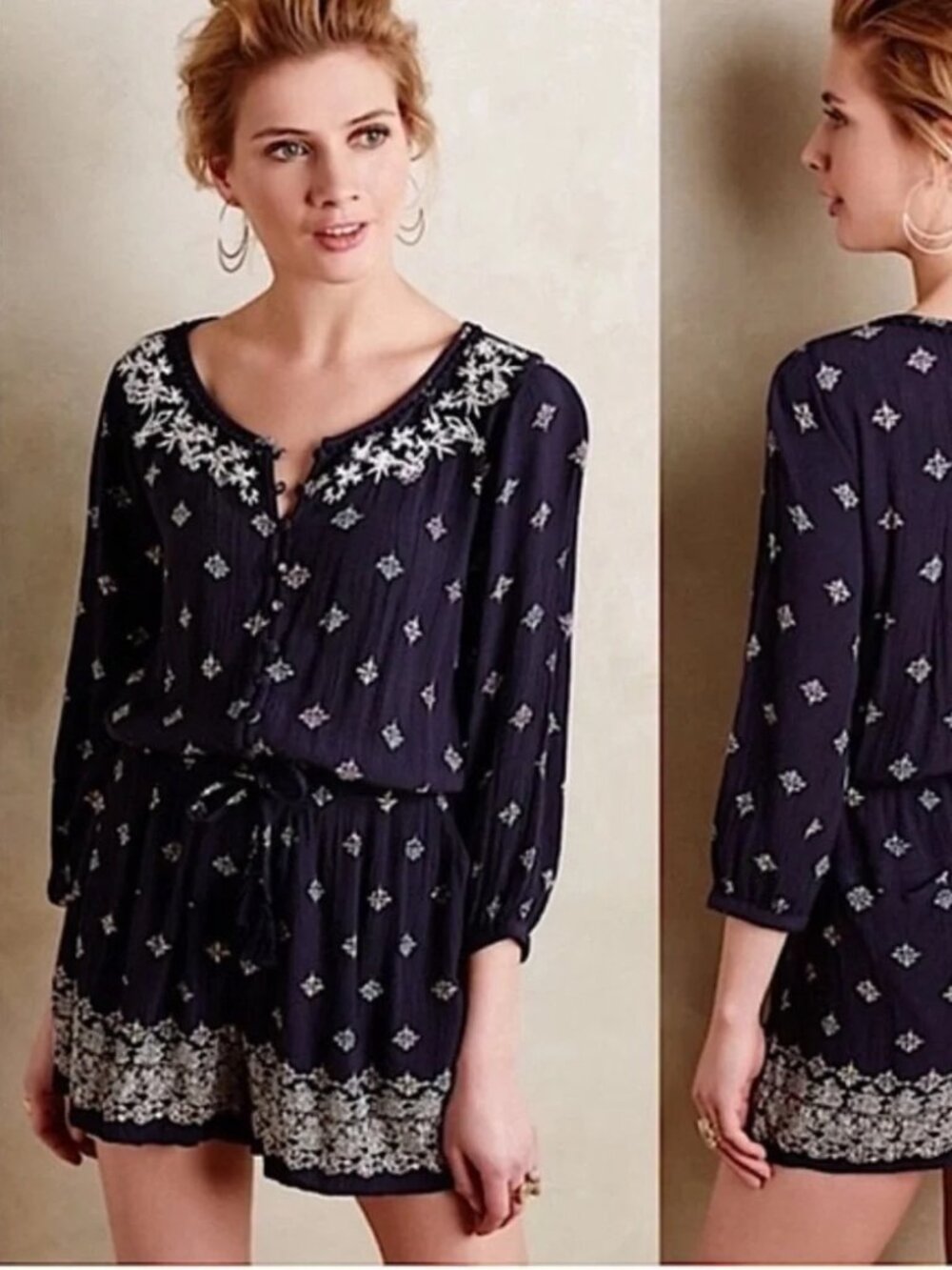 Lilka x Anthropologie Blue Starflower Romper Size Medium